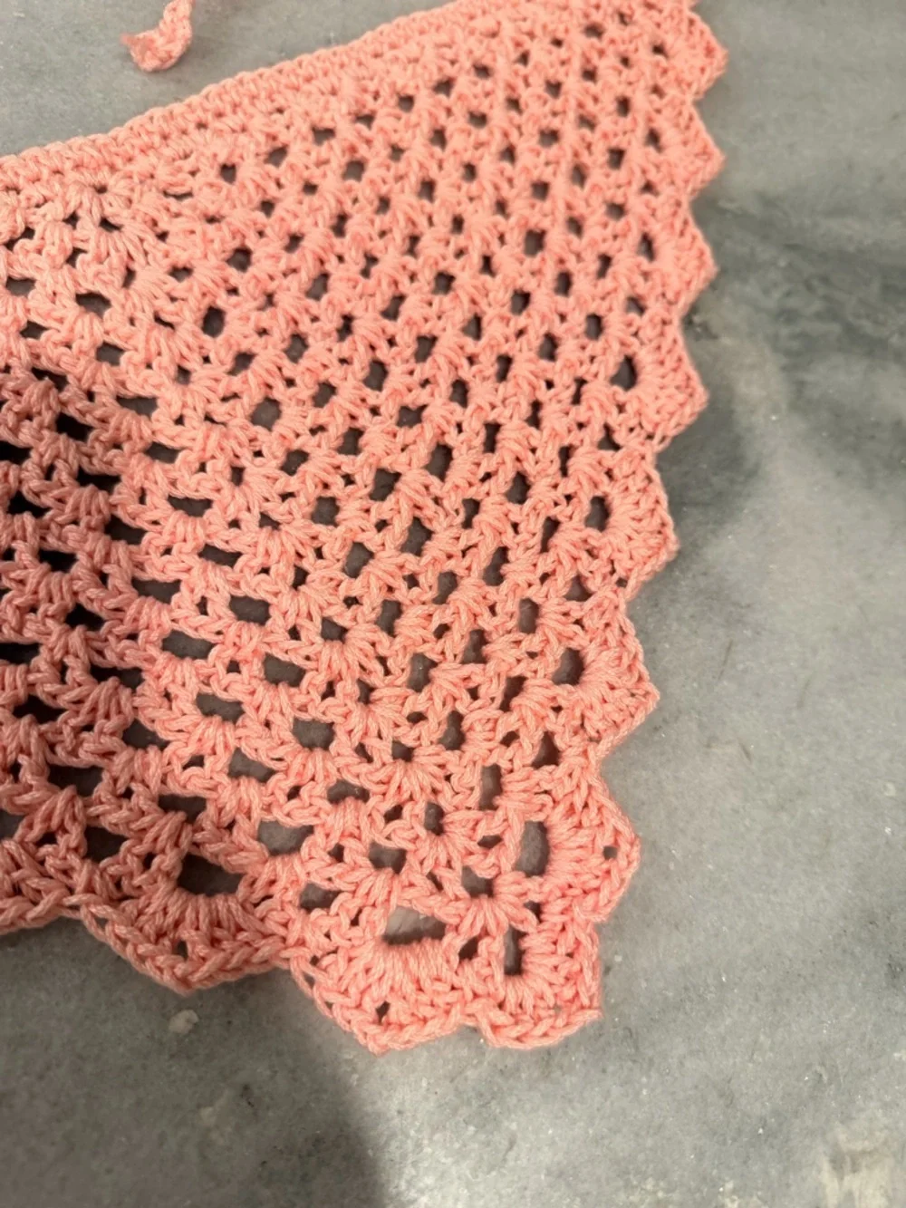 Handmade Crochet Kerchief Head Scarf Cotton Boho Triangle Wrap Fest Cottagecore